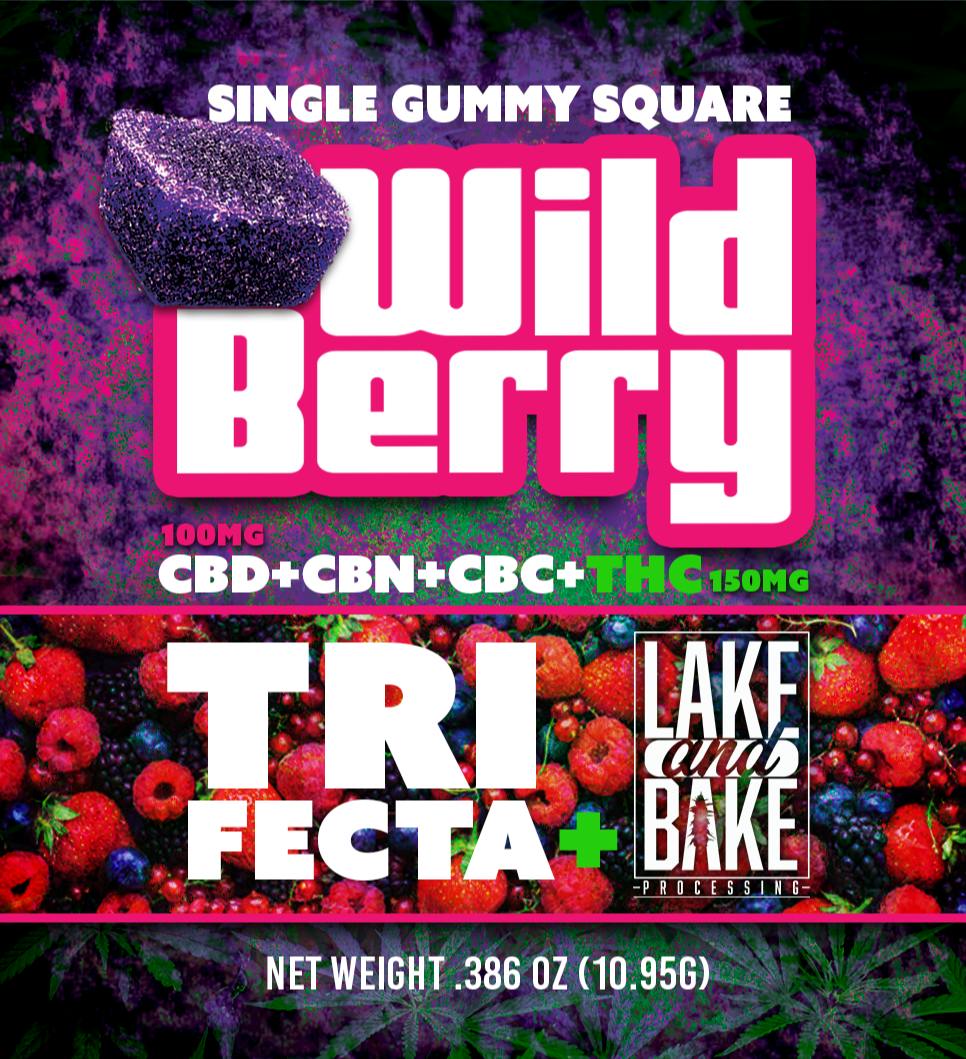 LAKE & BAKE - WILD BERRY SINGLE GUMMY 150MG THC/100MG CBD