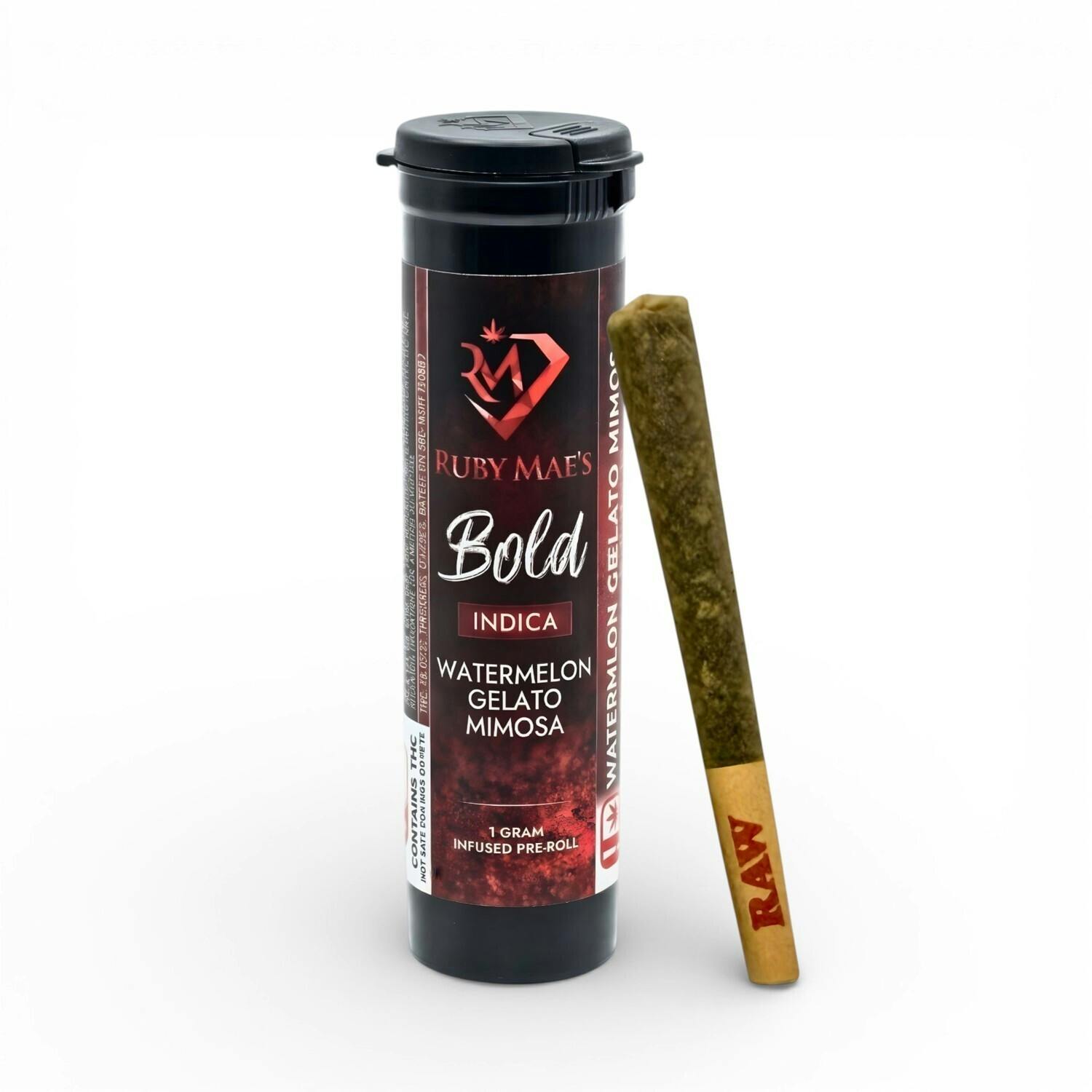 Ruby Mae's Bold Infused Preroll - Watermelon Gelato Mimosa 1g