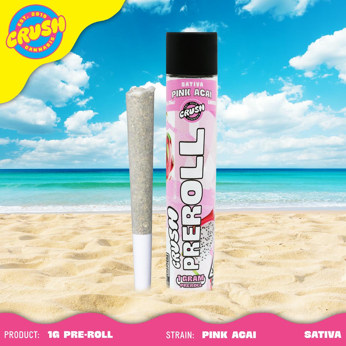 Pink Acai Sativa - Crush Cannabis 1g pre-roll - 1 g