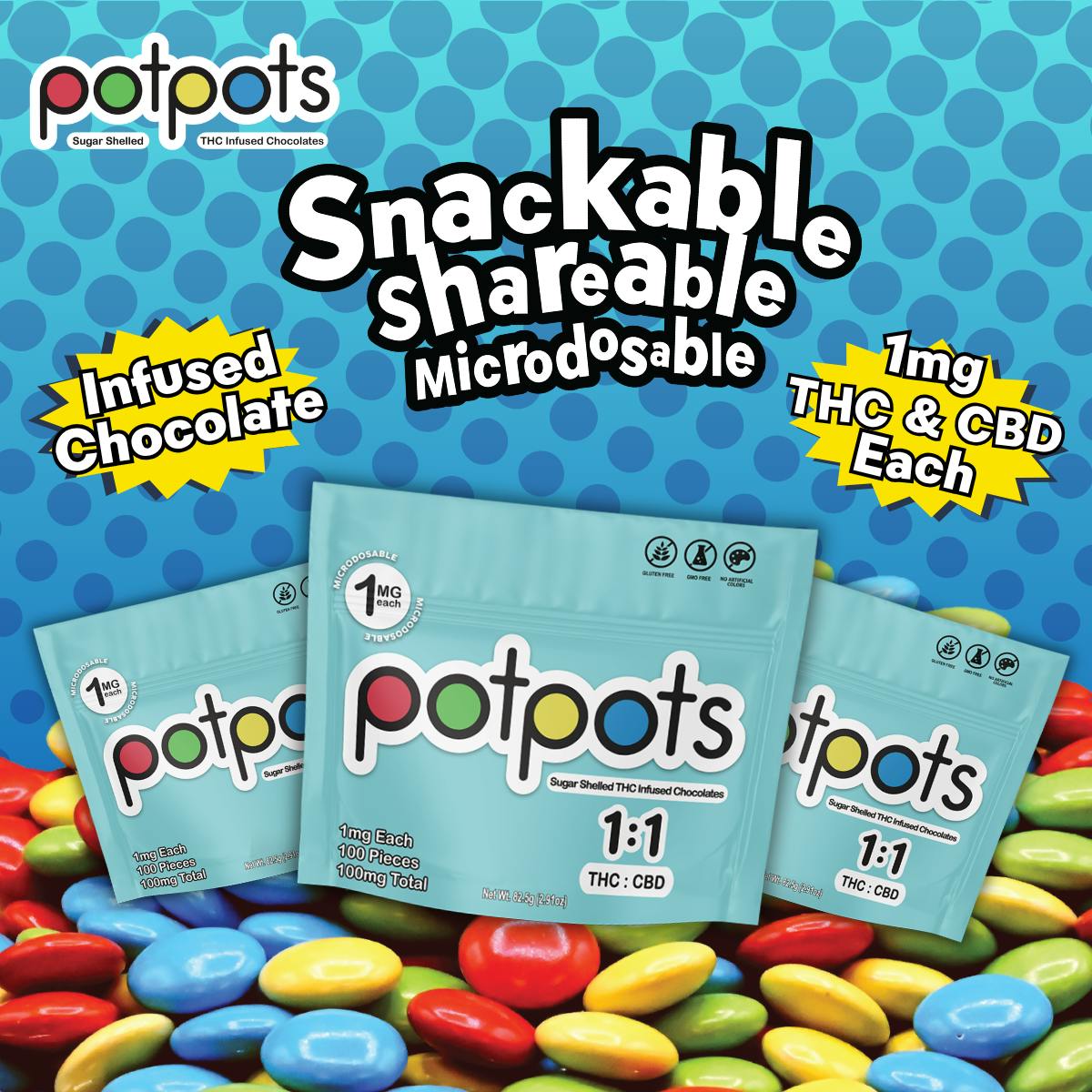 Milk Chocolate 1:1 (THC:CBD) Potpots (100-Pack)