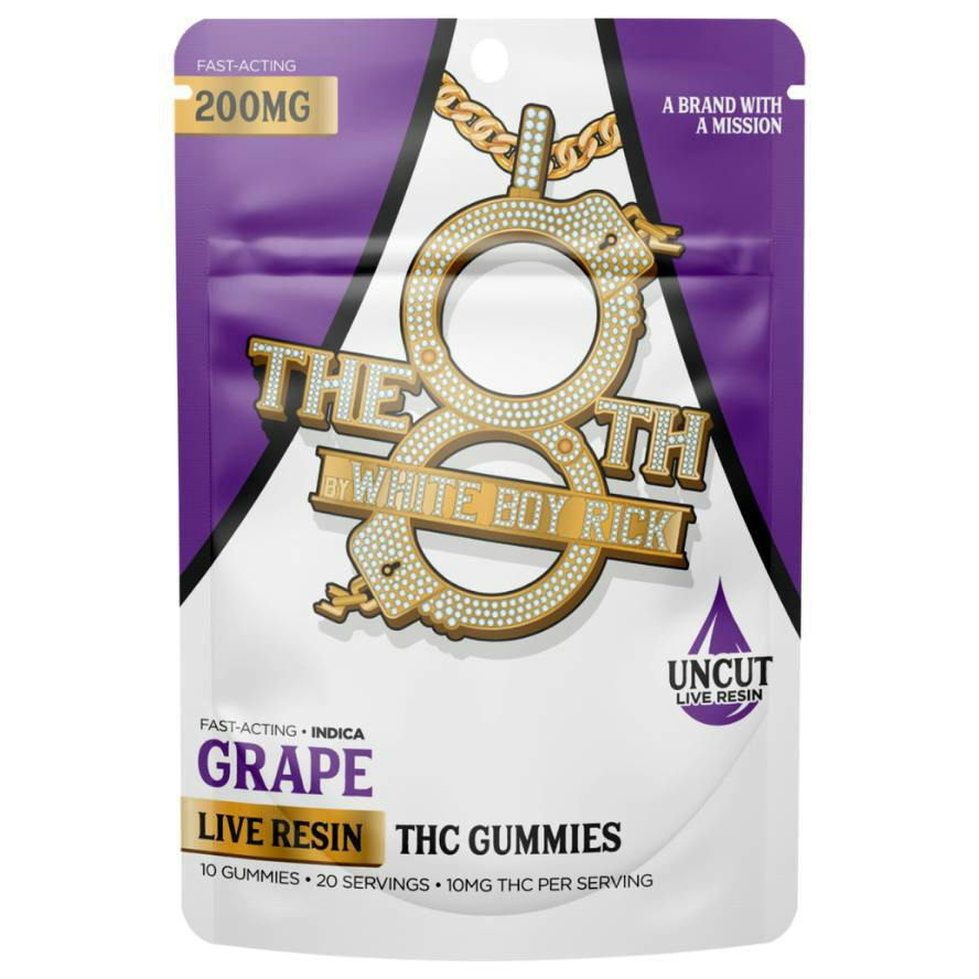 8th By White Boy Rick - 200mg Fast-Acting Live Resin Gummies - Grape