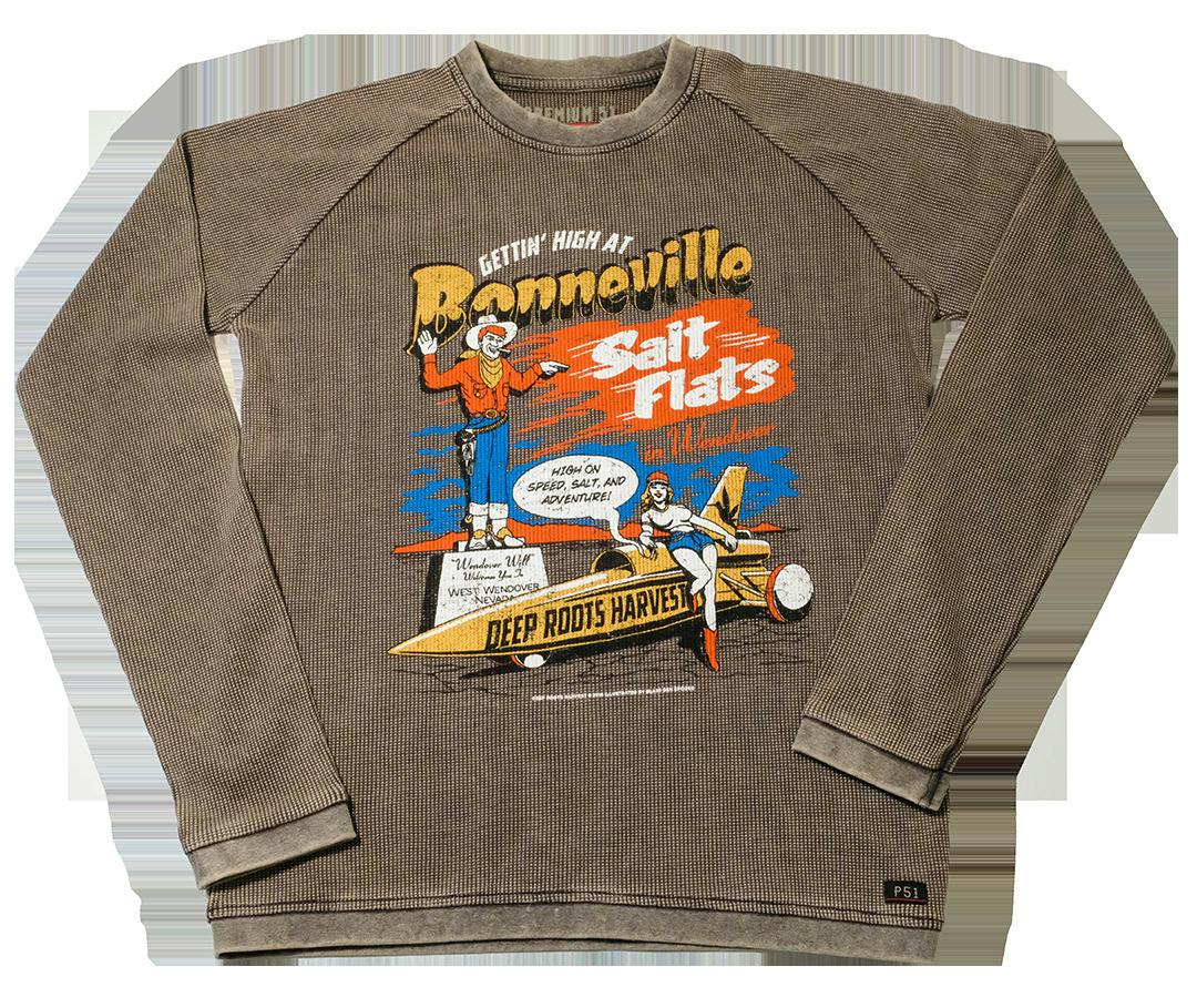 Bonneville L/S Waffle Raglan Walnut - Medium