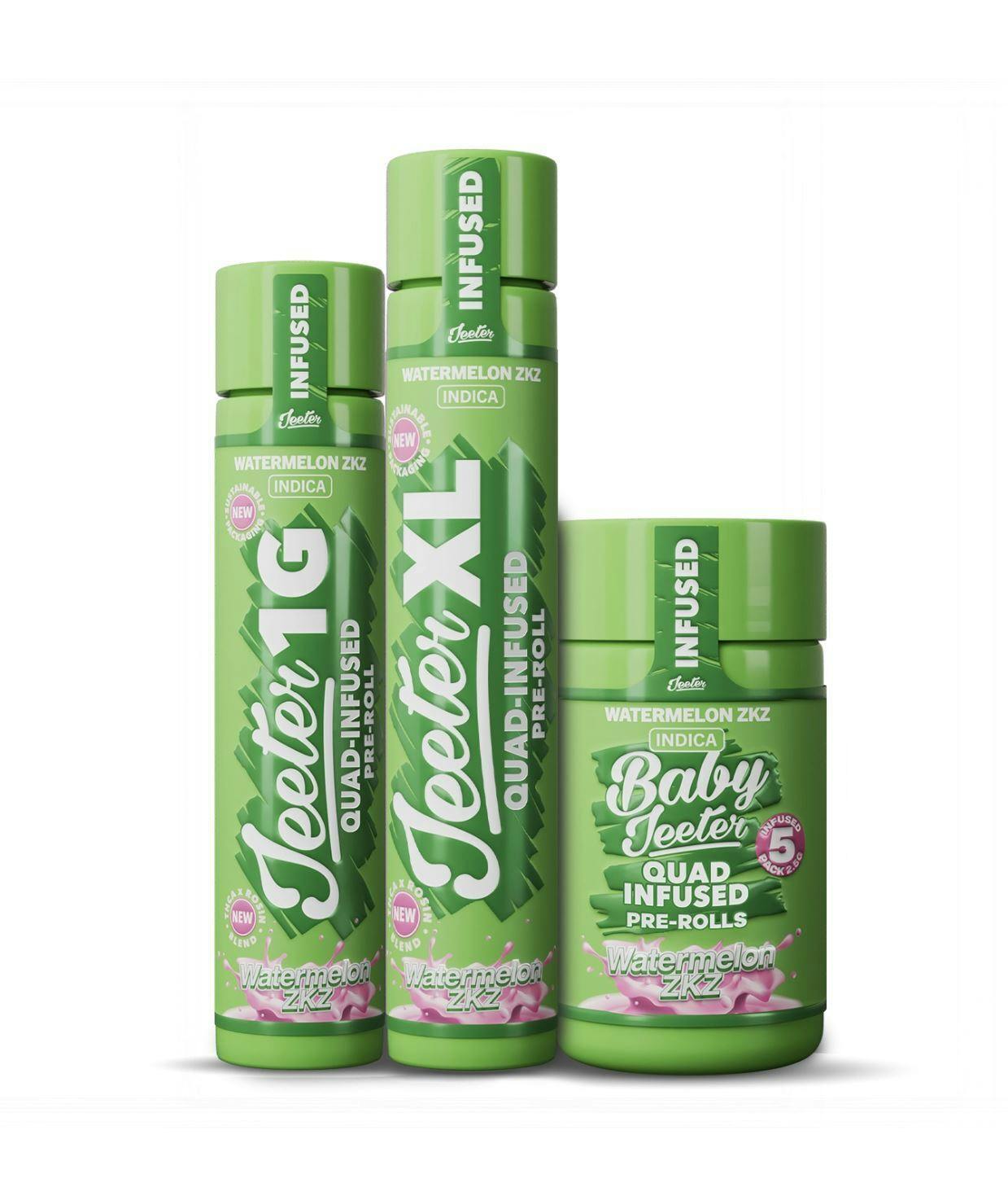 Quad Infused Prerolls 5 Pack - 2.5g - Jeeter - Watermelon ZKZ