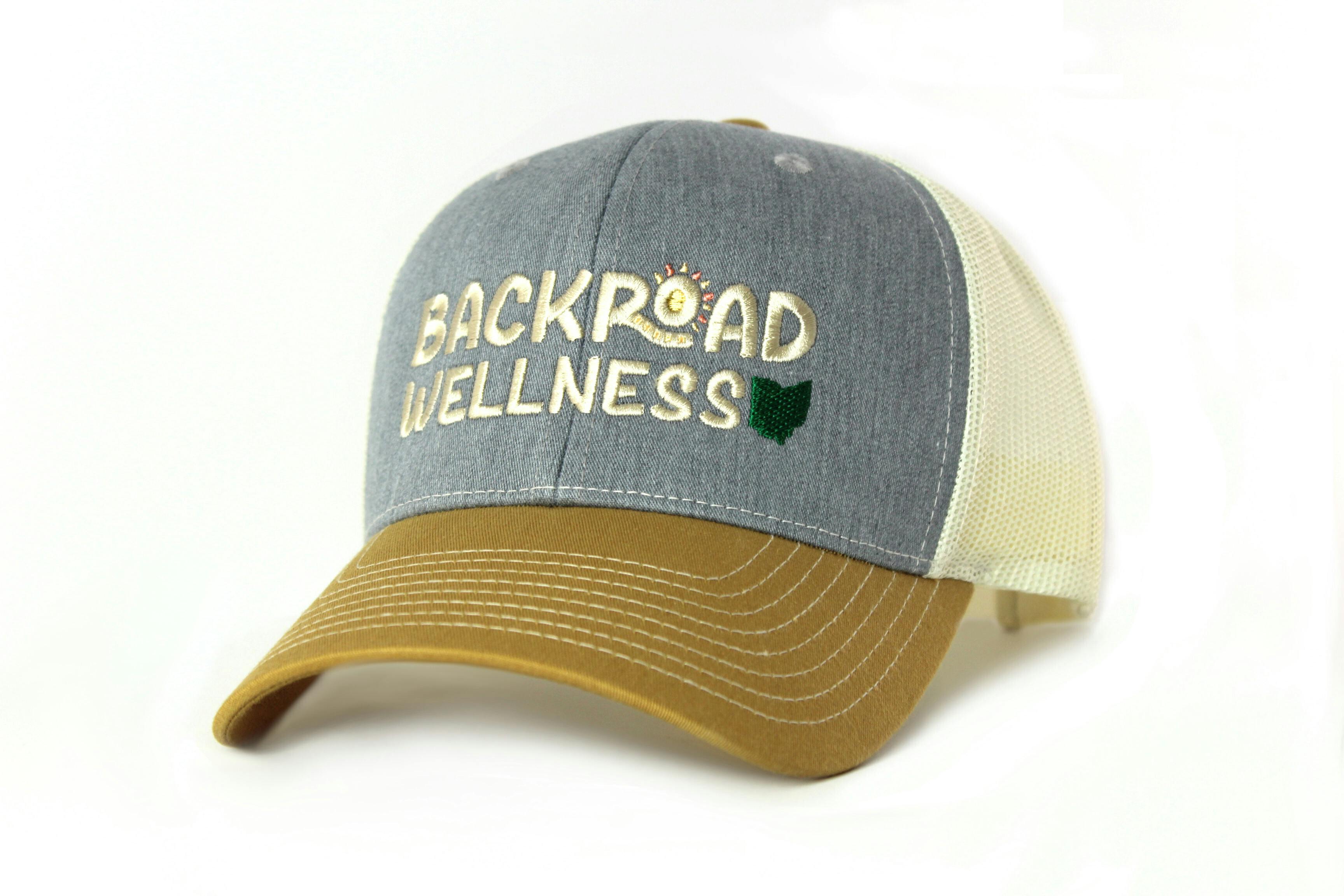 Backroad Wellness Mesh Snapback | Gold/Grey/Cream
