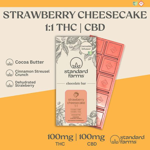 Strawberry Cheesecake | White Chocolate Bar 1:1 THC:CBD 100mg 10pk