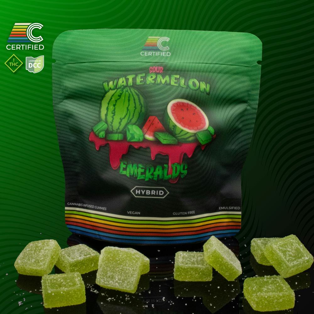 Sour Watermelon Emeralds | Gummies 100mg 10pk