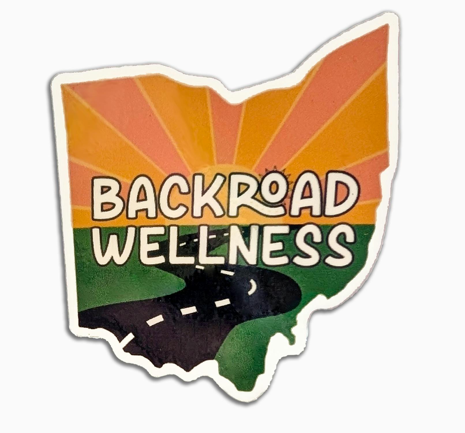 Backroad Wellness - Sticker - 2.5" State logo white text