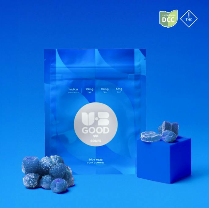 Blue Razz | Sour Gummies 100mg 2:2:1 THC:CBN:CBC 10pk
