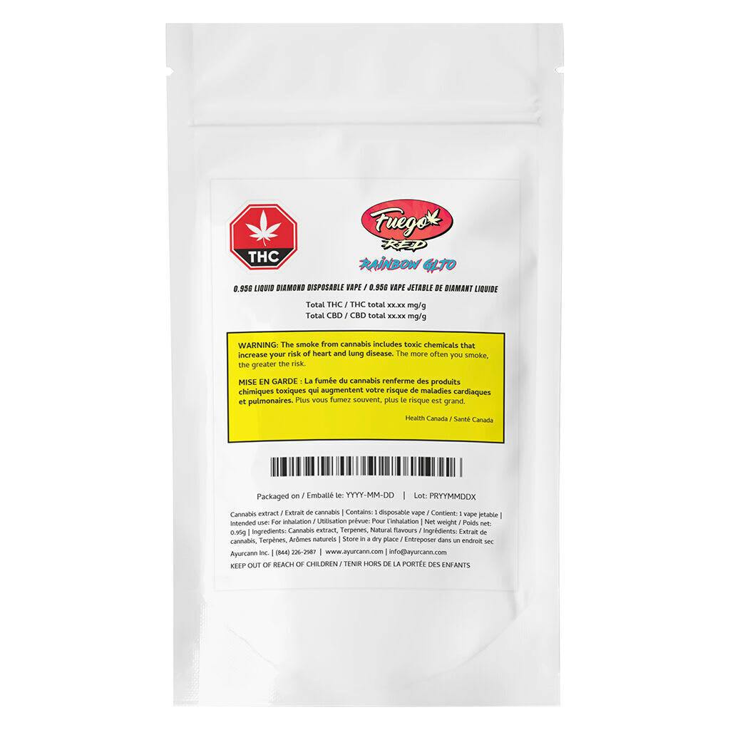 Fuego Red - Rainbow GLTO Liquid Diamond Disposable - 0.95g Indica