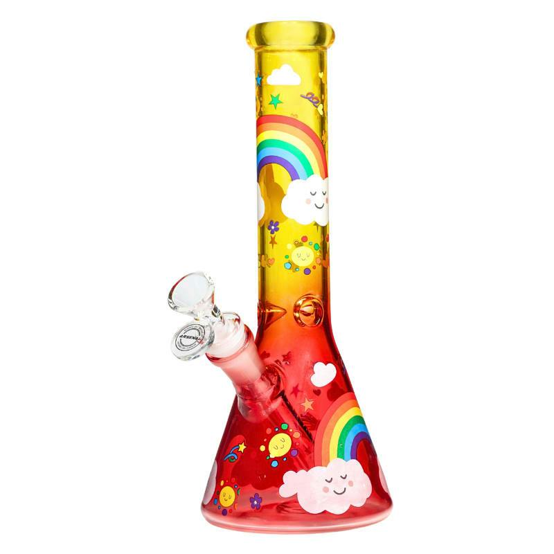 10" 5mm - Arsenal Rainbow Bliss Beaker Bong D3 (Rainbow Clouds Red)
