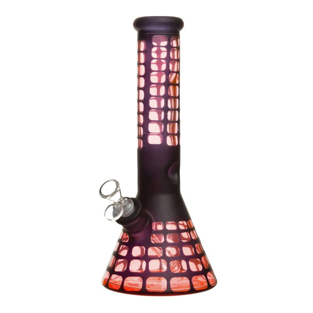 12" 7mm Stickers Glass Bong w/ Gift Box (Orange)