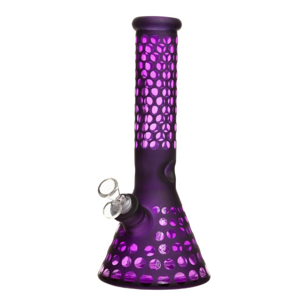 12" 7mm Stickers Glass Bong w/ Gift Box (Purple)