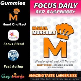 Manja Munchies "Focus" Daily Red Raspberry 100mg Gummies