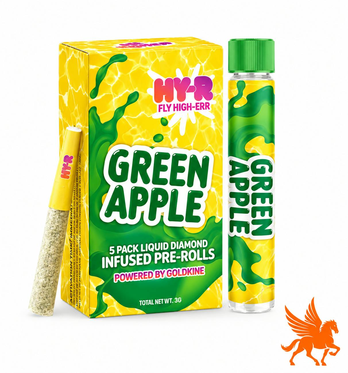 Green Apple | Hy-R Infused Pre-rolls | 0.6g each | 5pk by Goldkine