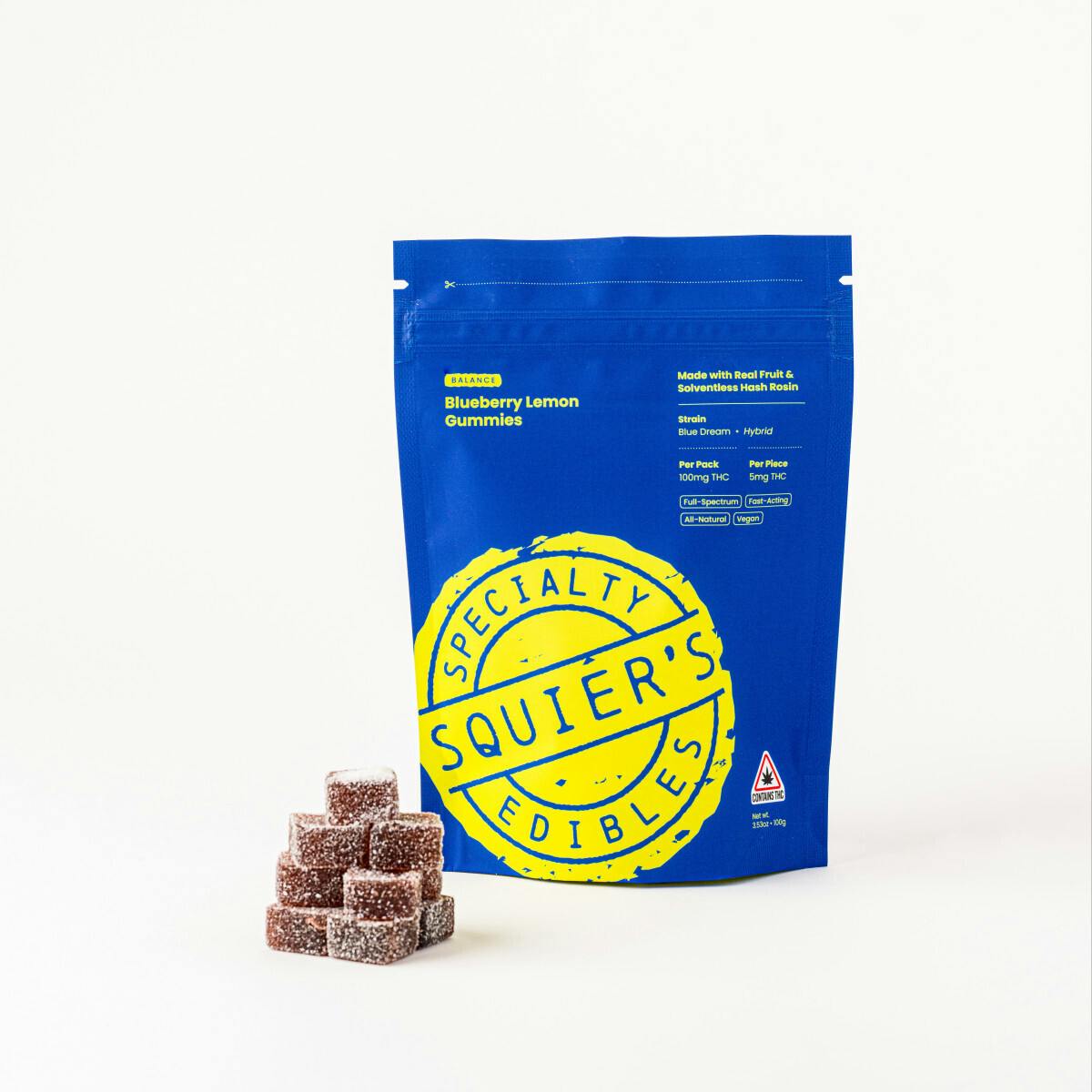 Squires Speciality Edibles - Blueberry Lemon - 100mg Hash Rosin Gummies