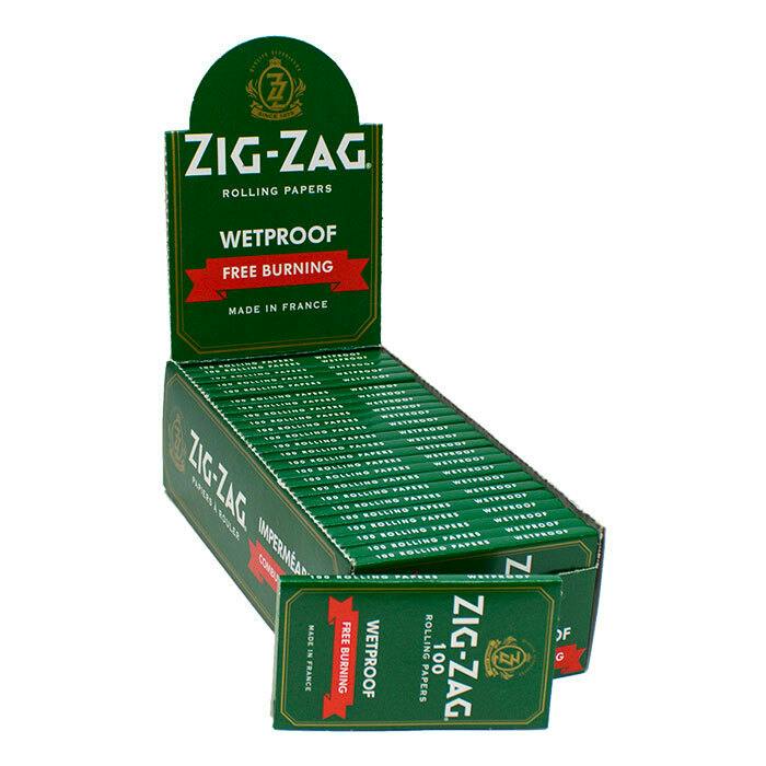 Zig Zag Green Wetproof Free Burning Single Wide Rolling