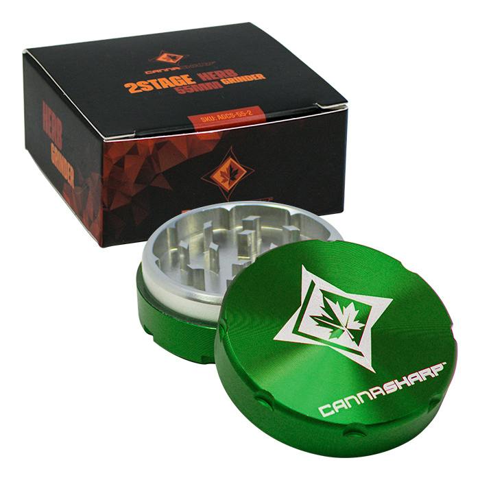 Green Cannasharp Aerospace Two Stage 38mm Grinder