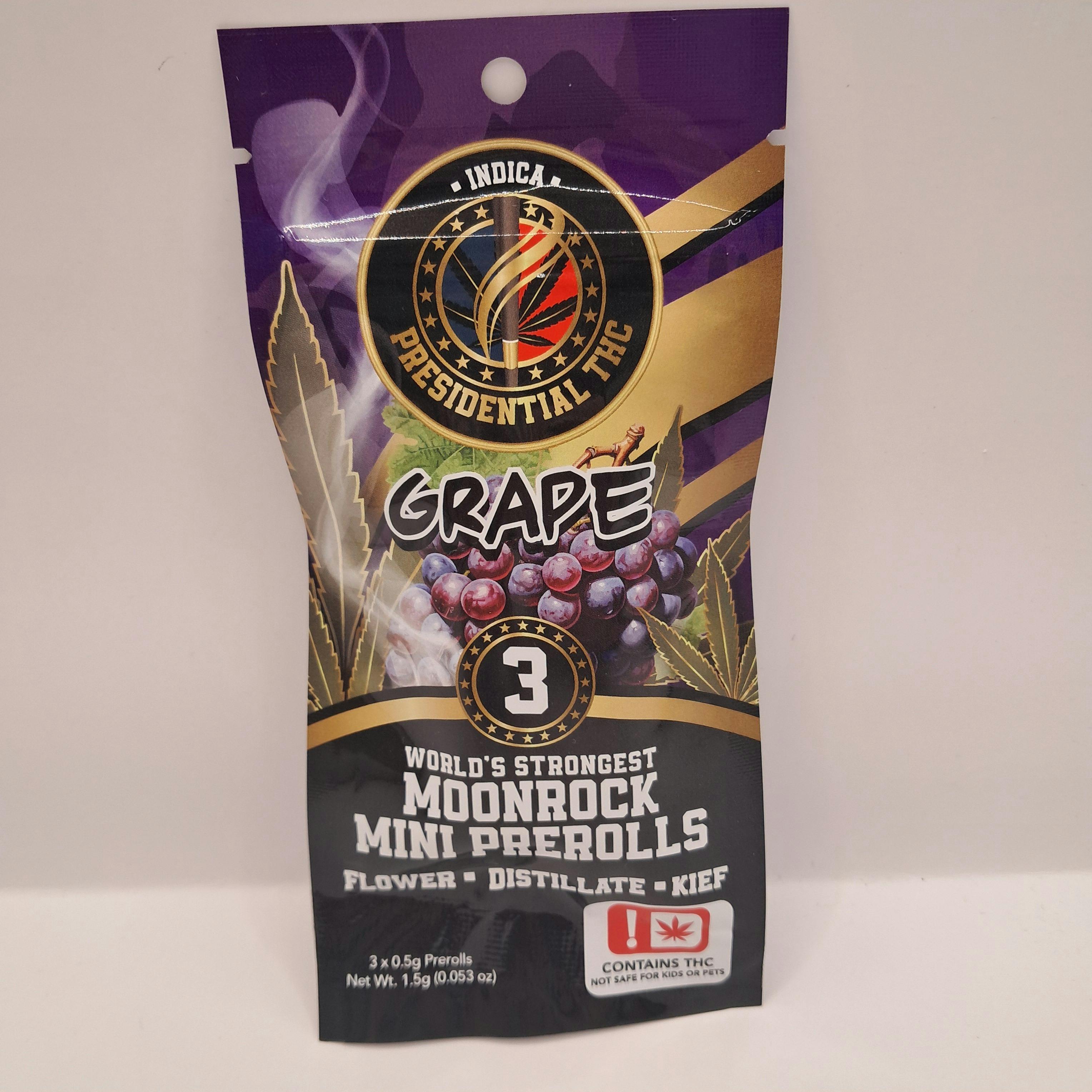 Grape | Moon Rock Prerolls Infused Minis | 0.5g each | 3pk by Presidential THC