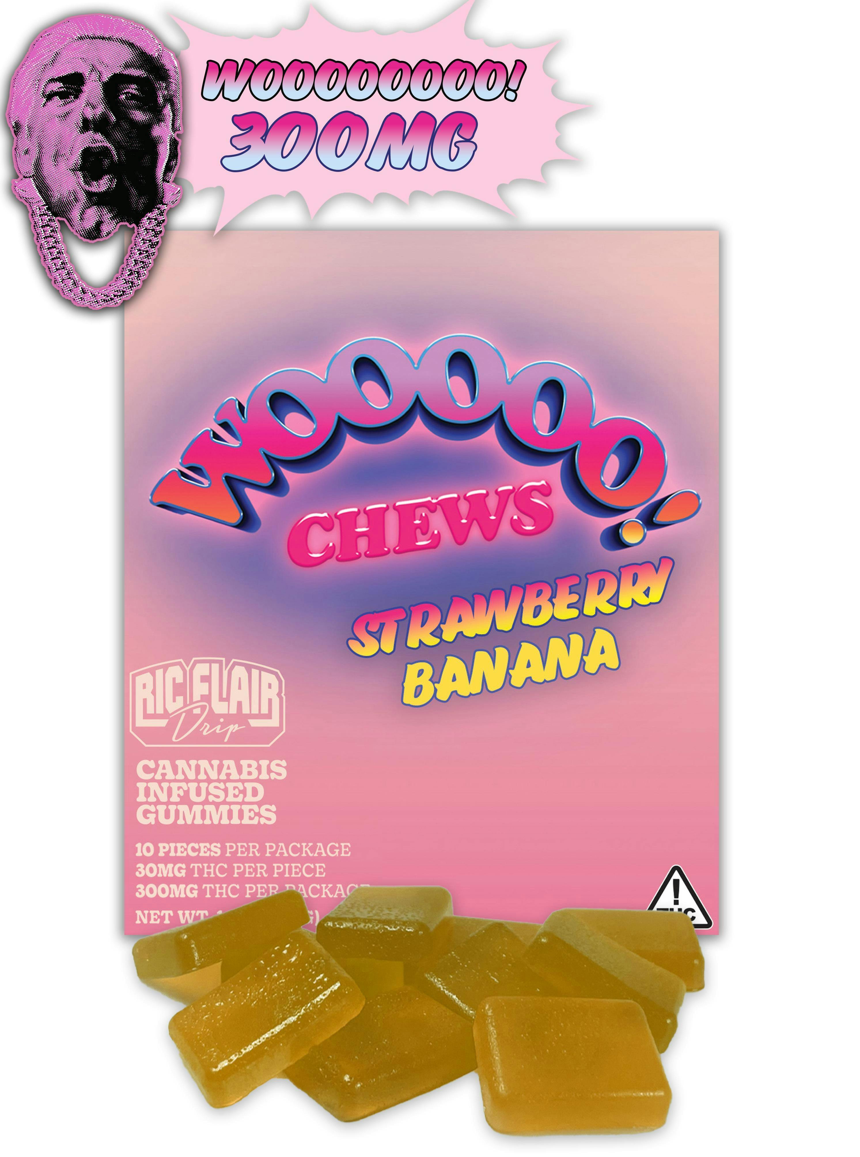 Ric Flair Woooo Chews - Strawberry Banana Gummies - 300mg