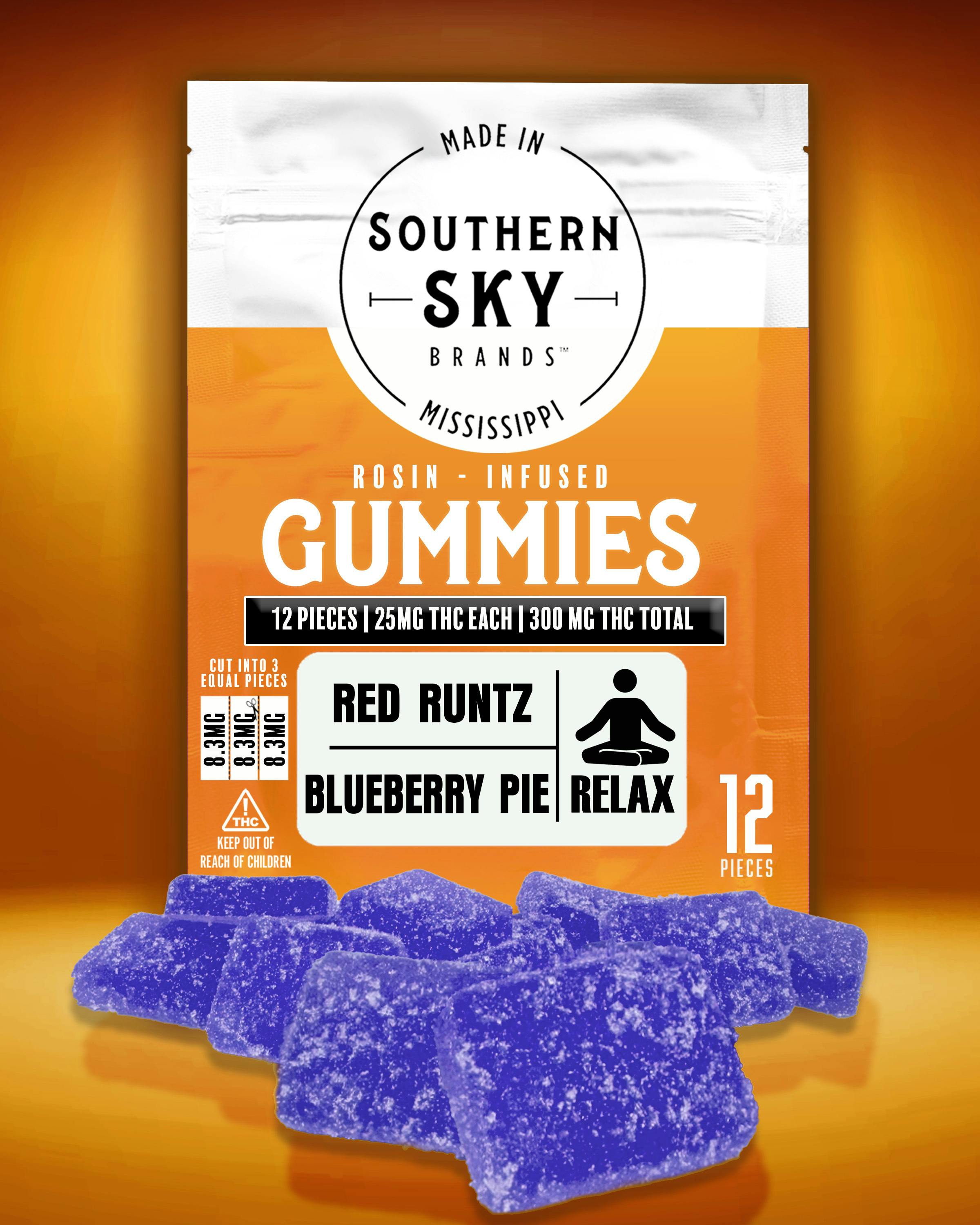 Red Runtz Live Rosin Blueberry Pie 300mg Gummies
