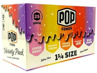 Pop Cones - ULTRA THIN 1 1/4 Size Pre-Rolled Retail Cones, Variety Pack