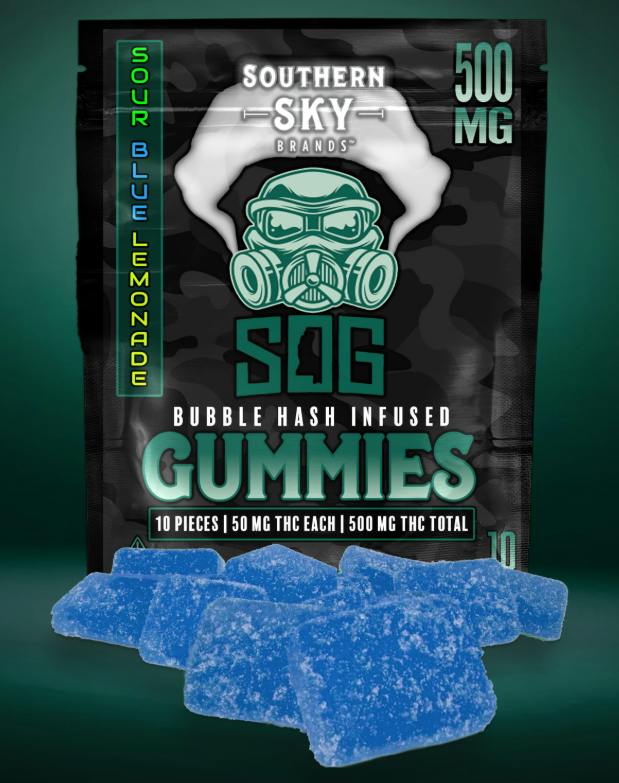 SSB x SOG Sour Blue Lemonade Bubble Hash Gummies - 500mg