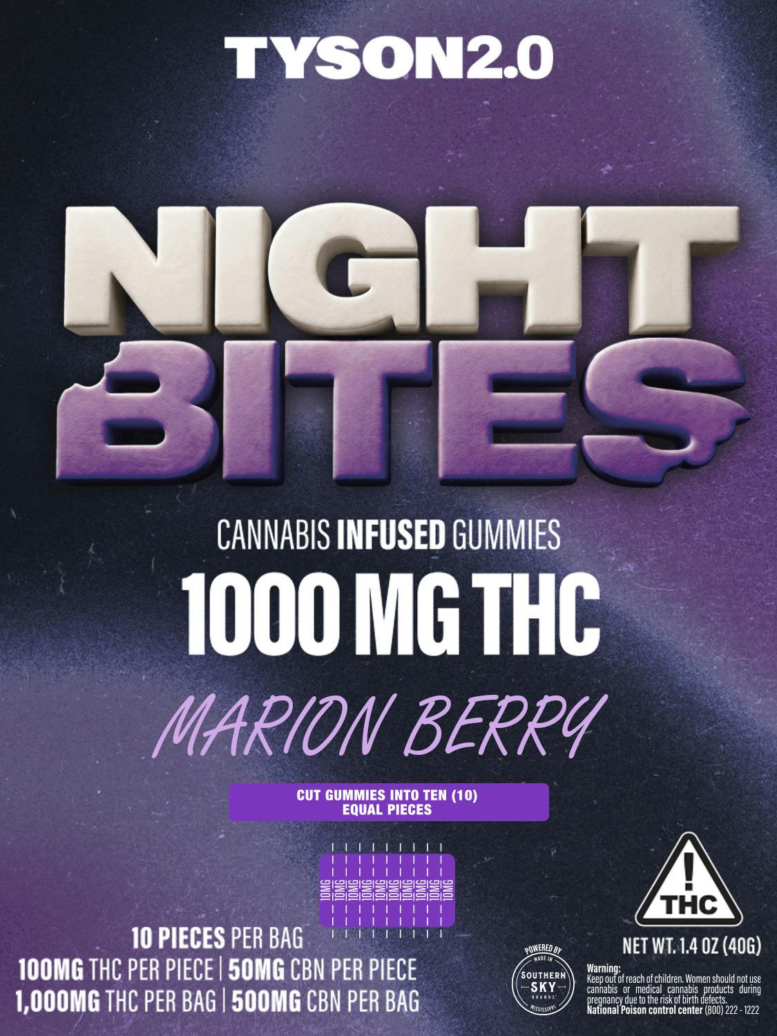 Tyson 2.0 - Night Bites - Marionberry Gummies - 1000mg