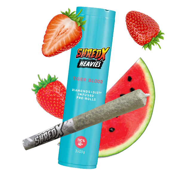 SHRED X - Tiger Blood Heavies Diamond & Disty Infused Pre-Roll - 3x0.5g
