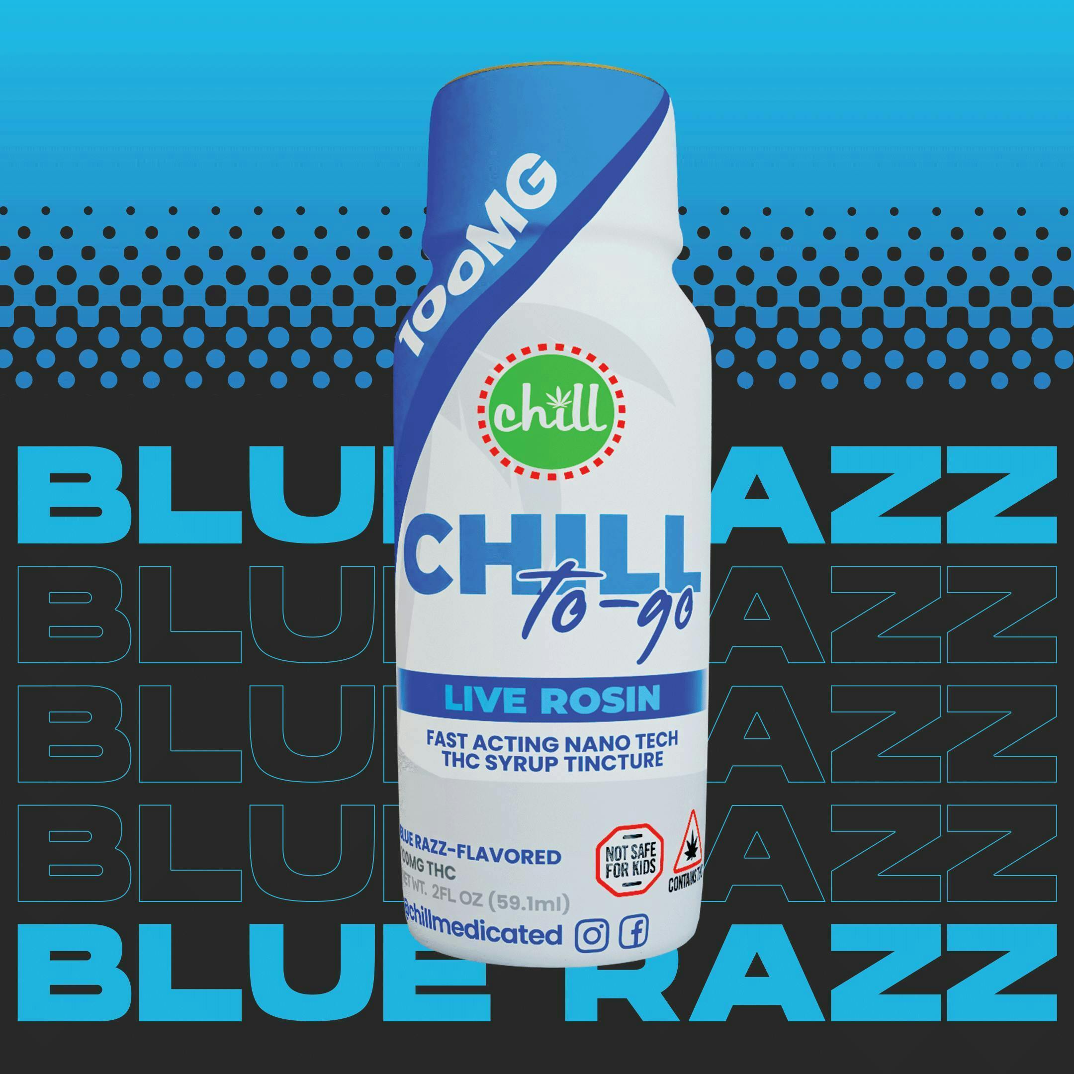 Chill Medicated - Blue Raspberry 100mg Live Rosin Syrup To Go
