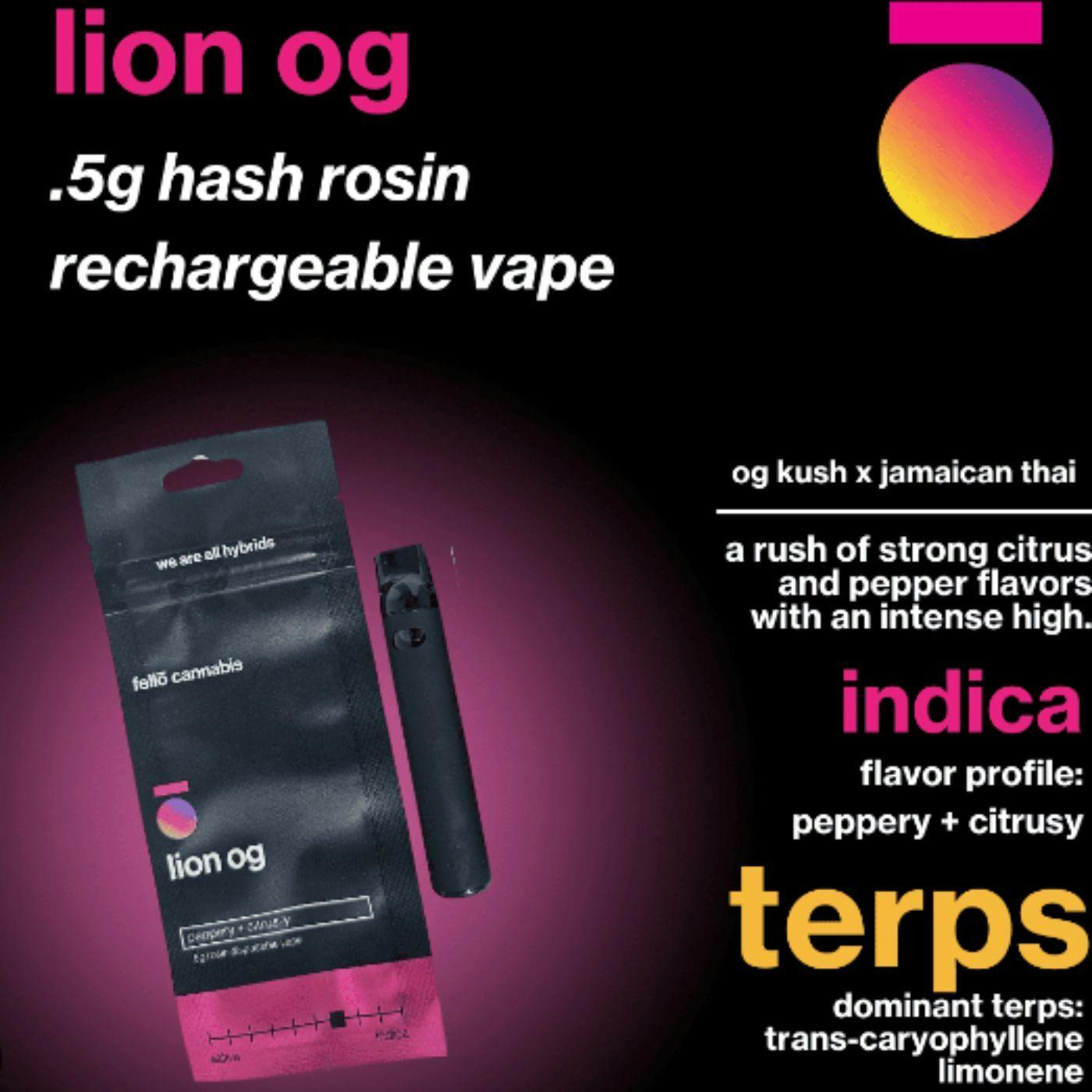 Fello Cannabis - Lion OG .5g Rosin Disposable