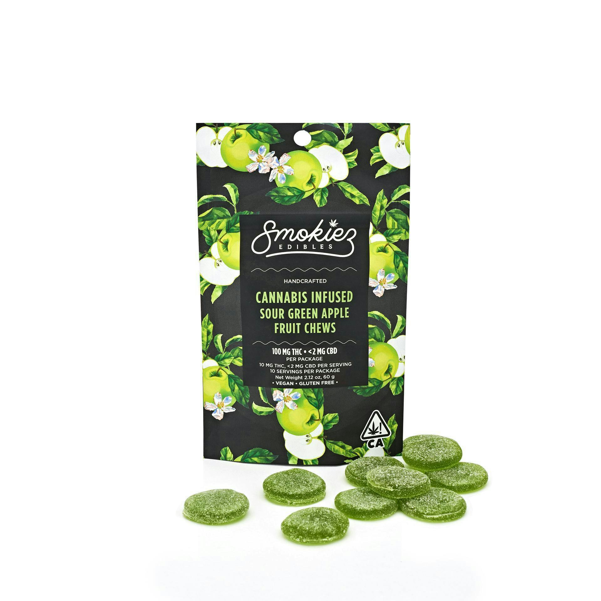 Smokiez Fruit Chews 10pk - SOUR Green Apple CBG/THC 1:1