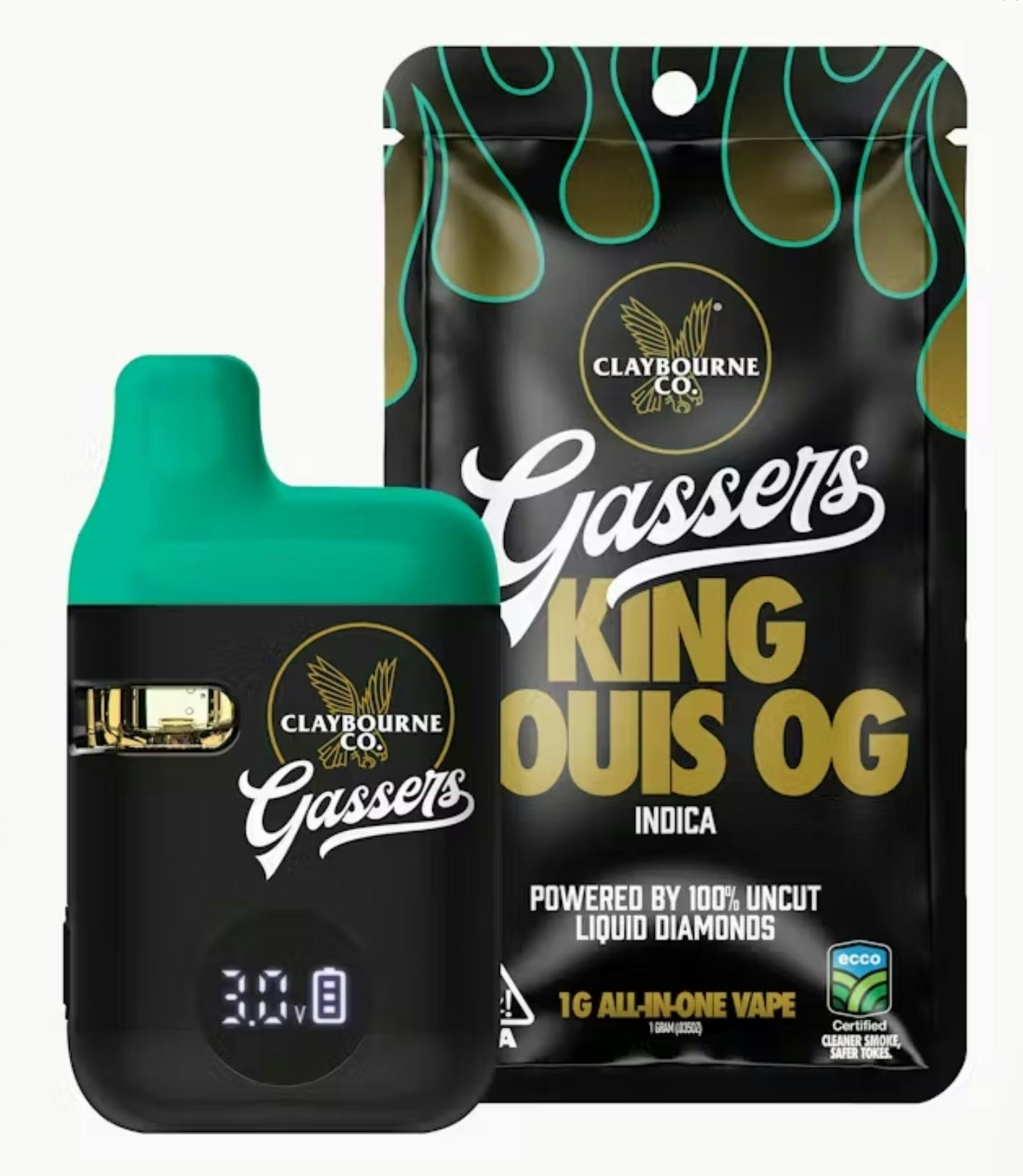 Claybourne Co. | Gassers AIO Disposable Vape | King Louis OG (Indica) | 1g | V37 cannabis product