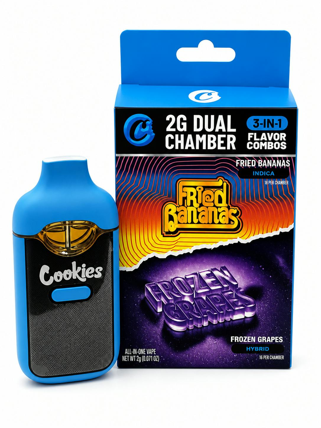 Cookies | AIO Disposable Dual Vape | Fried Bananas x Frozen Grapes (Indica/Hybrid) 2g | V1b
