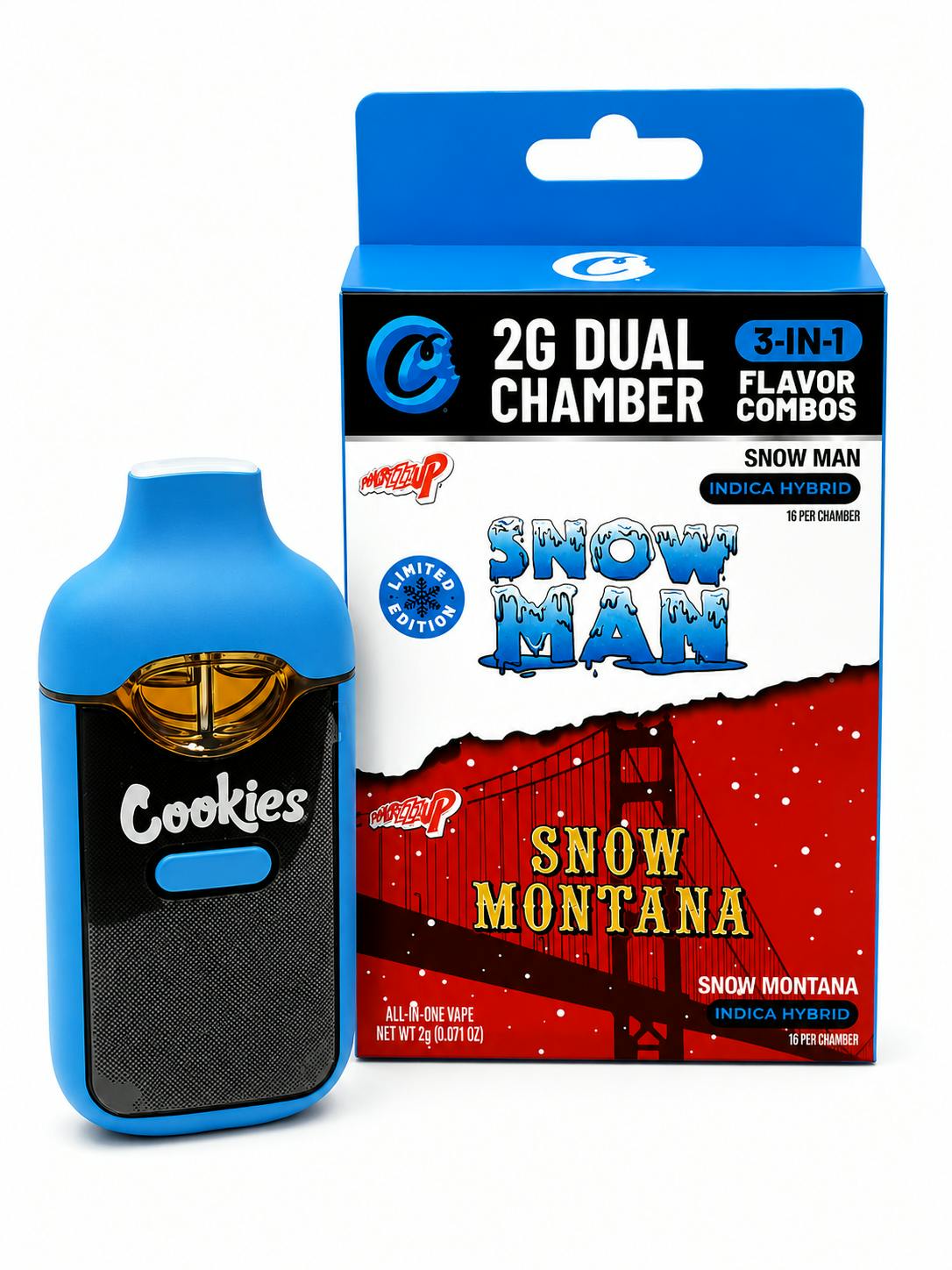 Cookies | AIO Disposable Dual Vape | Snowman x Snow Montana (Indica/Hybrid) | 2g | V2b
