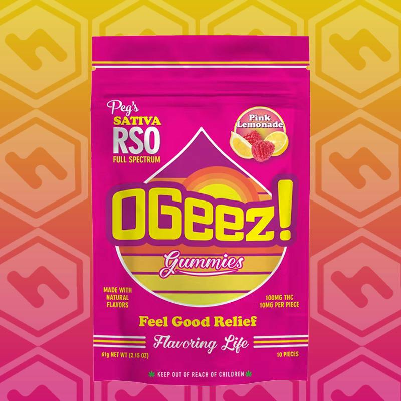 Peg's Sativa | Pink Lemonade | RSO Full Spectrum | 100mg | 10 Pack