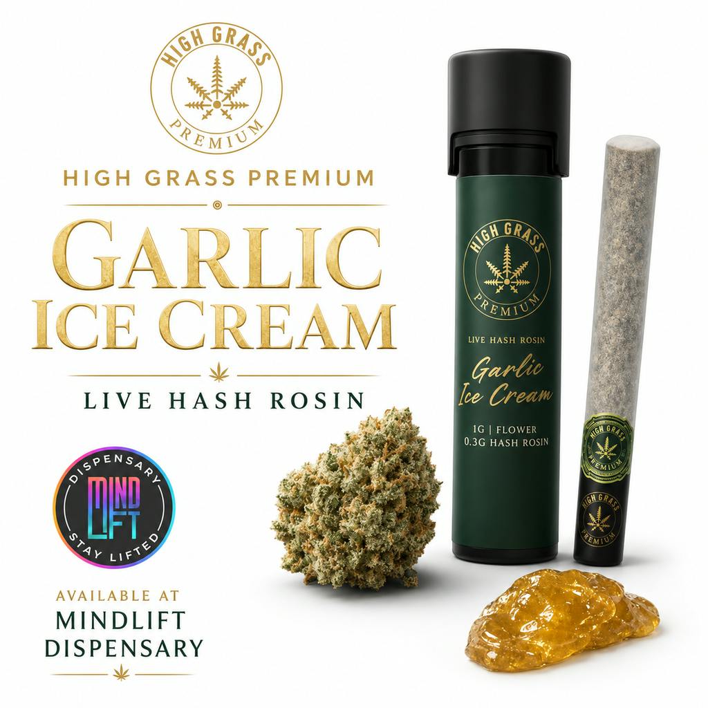 High Grass Premium Garlic Ice Cream Live Hash Rosin 1g