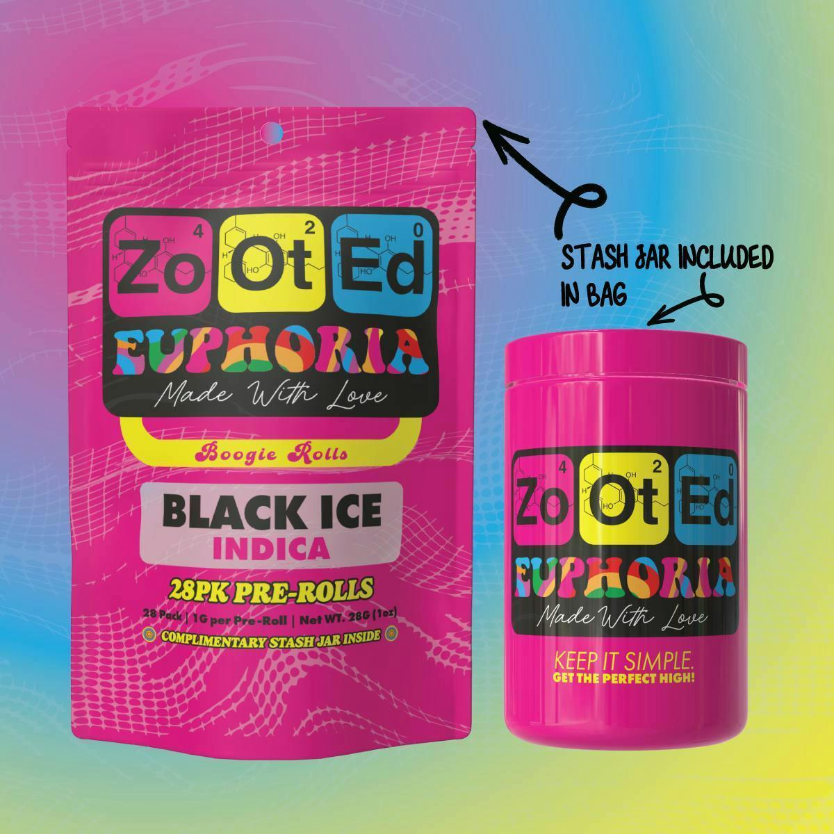 ZOOTED | BLACK ICE - BOOGIE ROLLS | PRE - ROLLS | 28 x 1G | 28G | INDICA