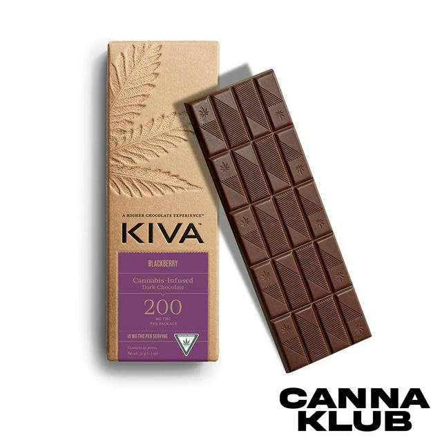 Blackberry Dark Chocolate Bar | 200mg | 20ct | 10mg/ea by Kiva Confections