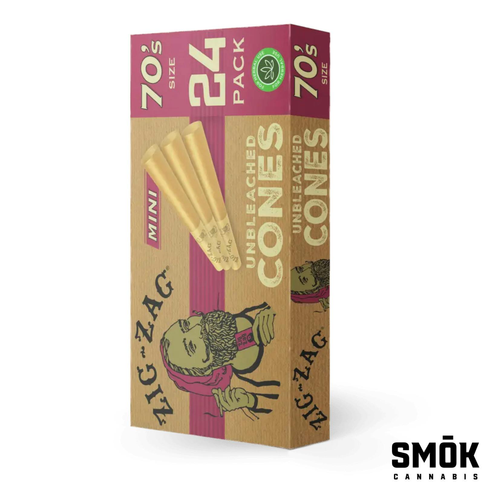 Zig Zag 70's Unbleached Cones 24pk