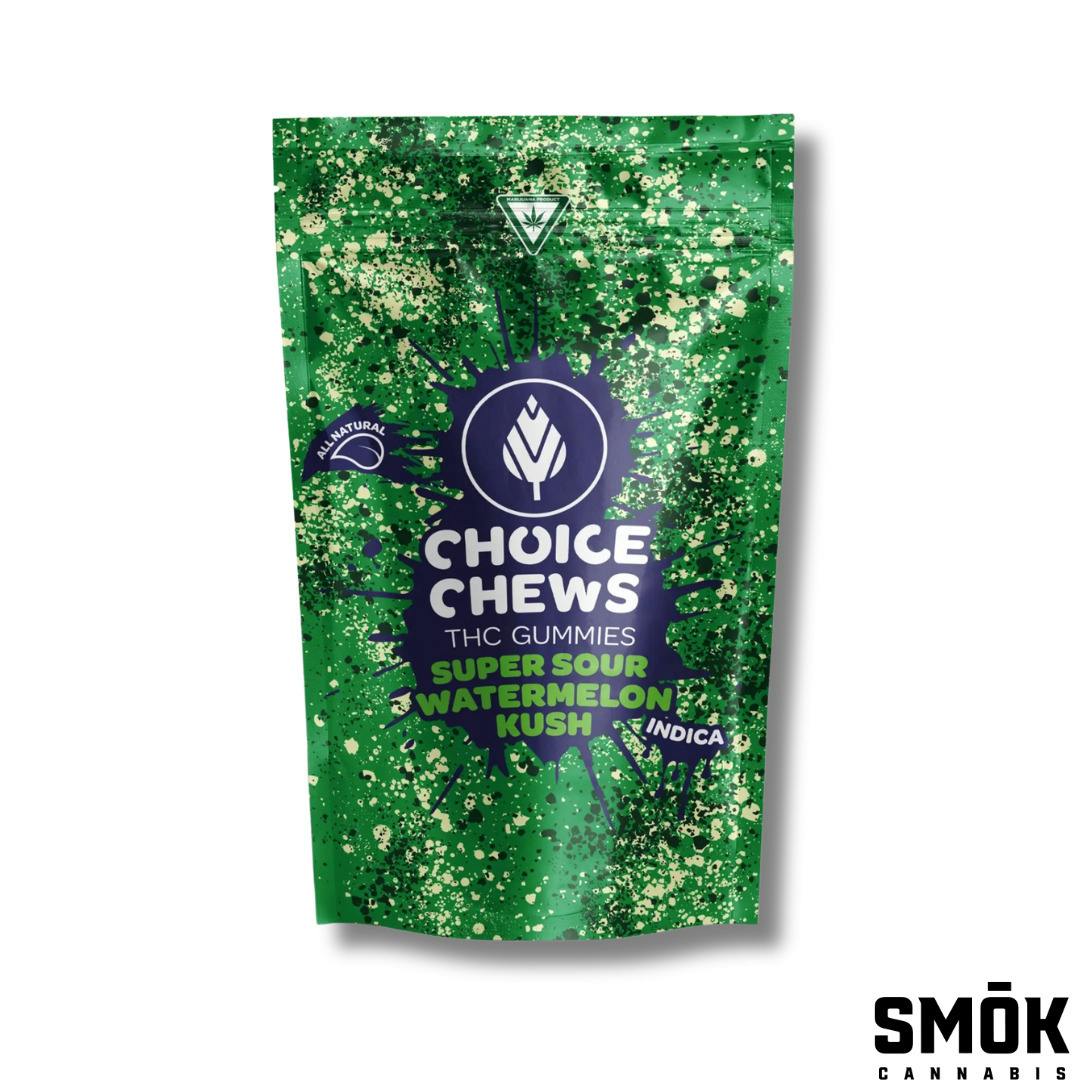 Choice Chews Indica Super Sour Watermelon Kush