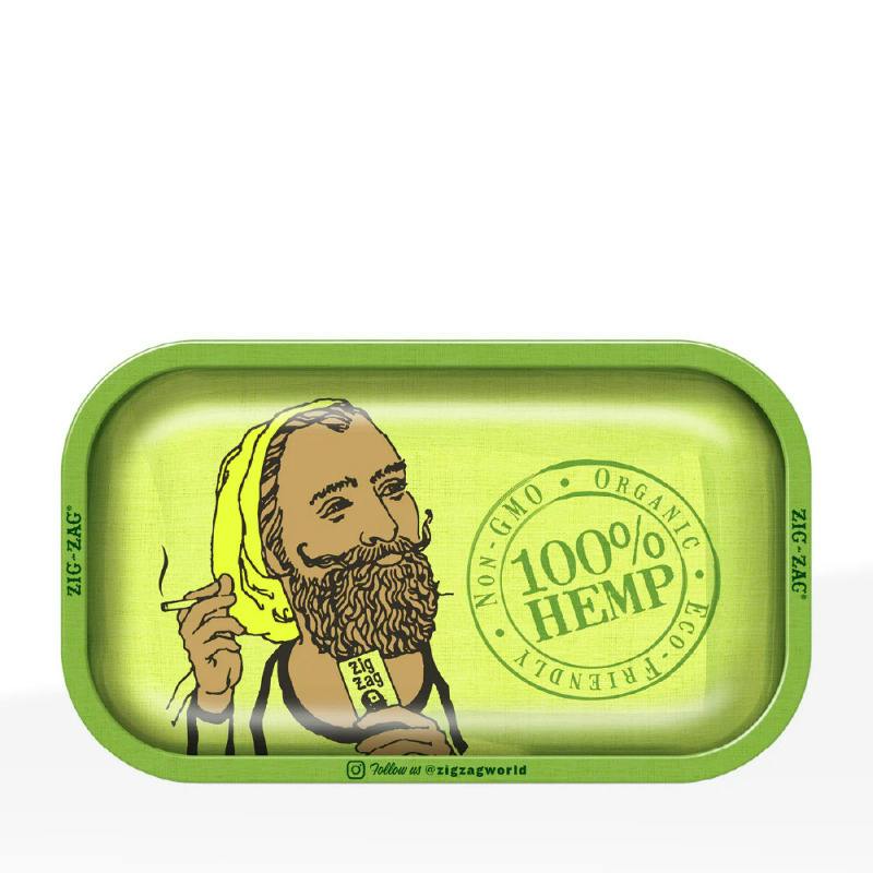 Zig-Zag - Hemp Green Metal Rolling Tray 10.75 x 6.5