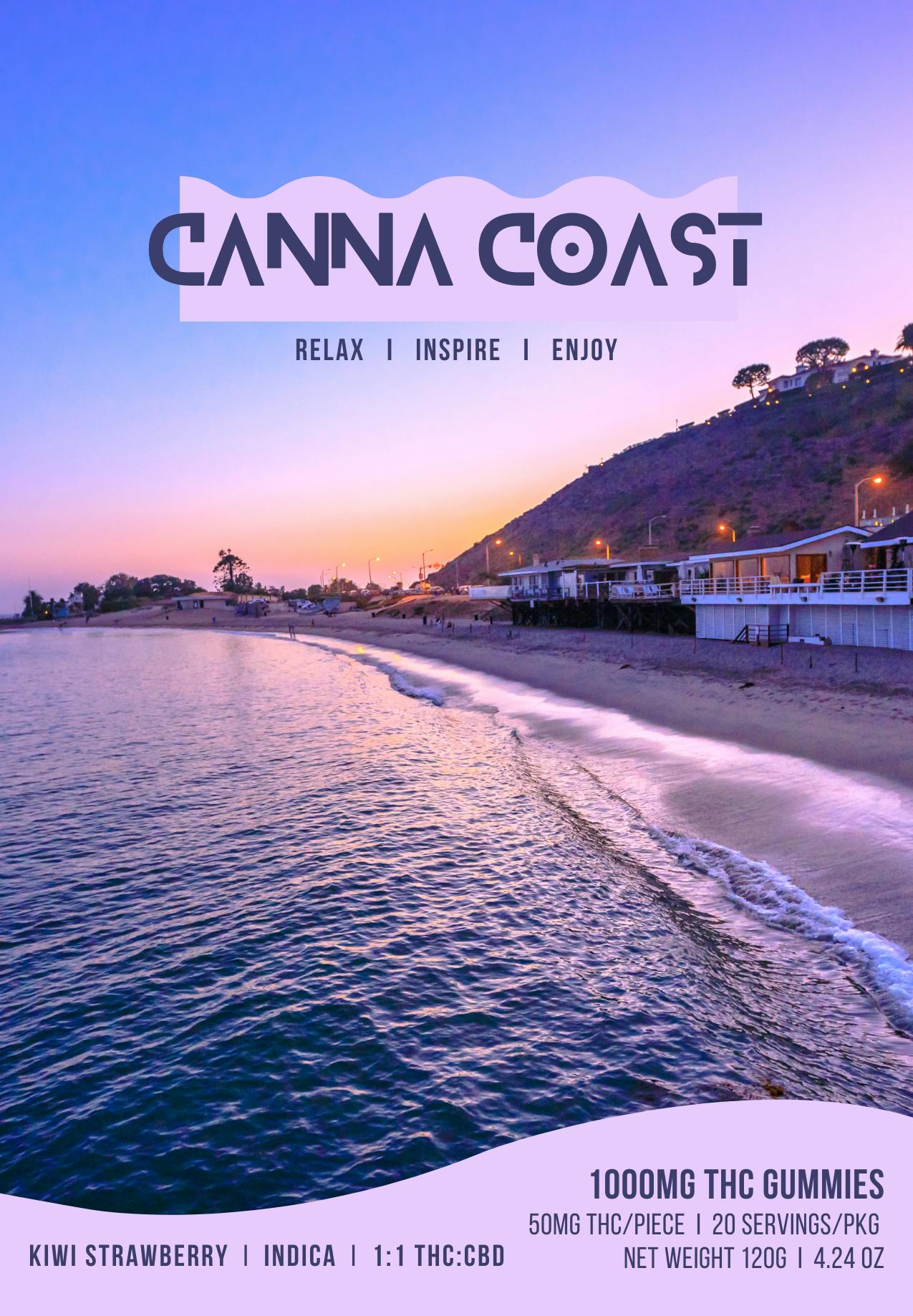Canna Coast 1000mg Gummies Kiwi Strawberry