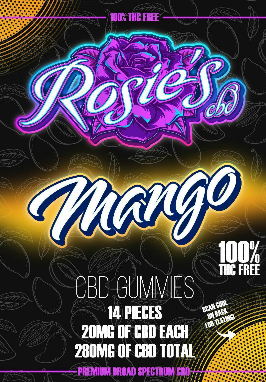 Rosie's CBD Gummies 280mg Mango | Gummies | 14pk | 0mg/ea