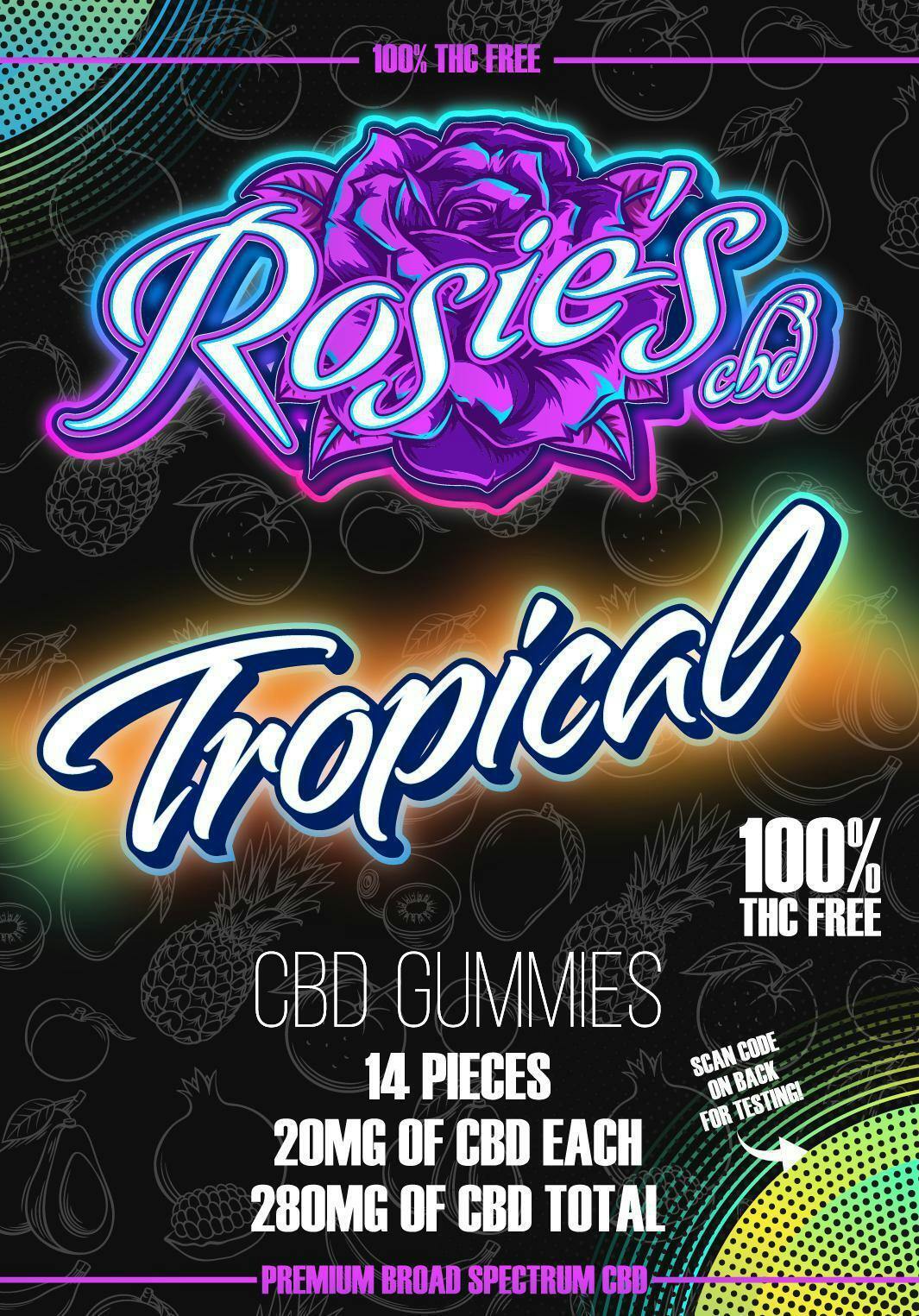 Rosie's CBD Gummies 280mg Tropical | Gummies | 14pk | 0mg/ea
