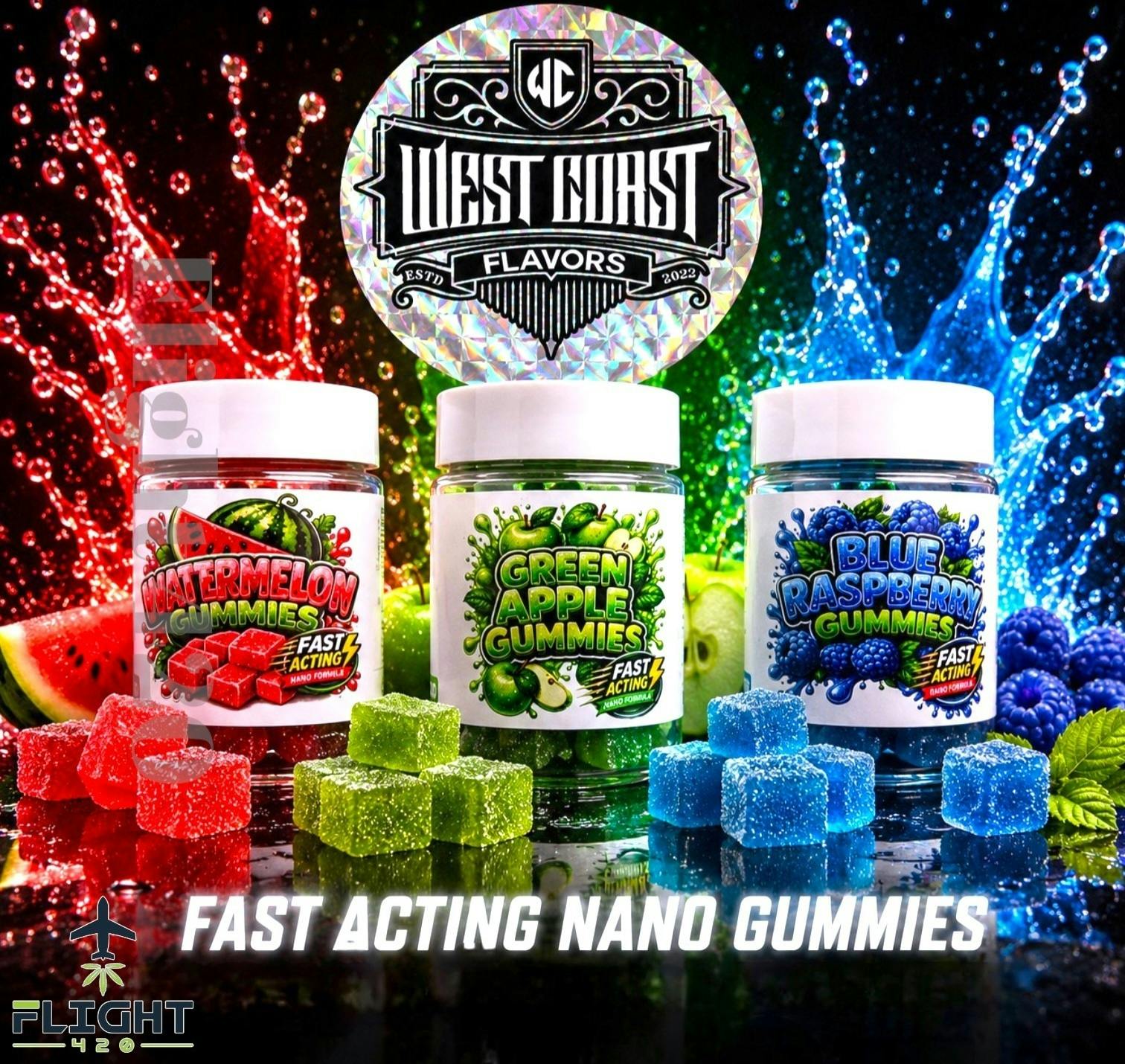 West Coast 1000mg Nano Gummies Blue Raspberry