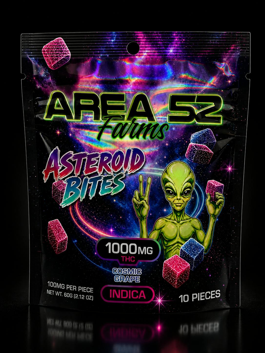 Asteroid Bites 1000mg Gummies Cosmic Grape