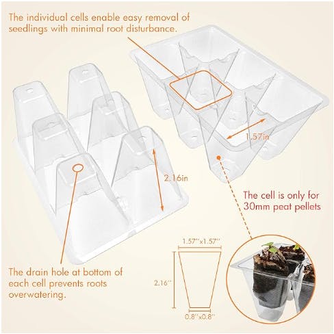 Clear 6 Cell Seedling Starter Tray