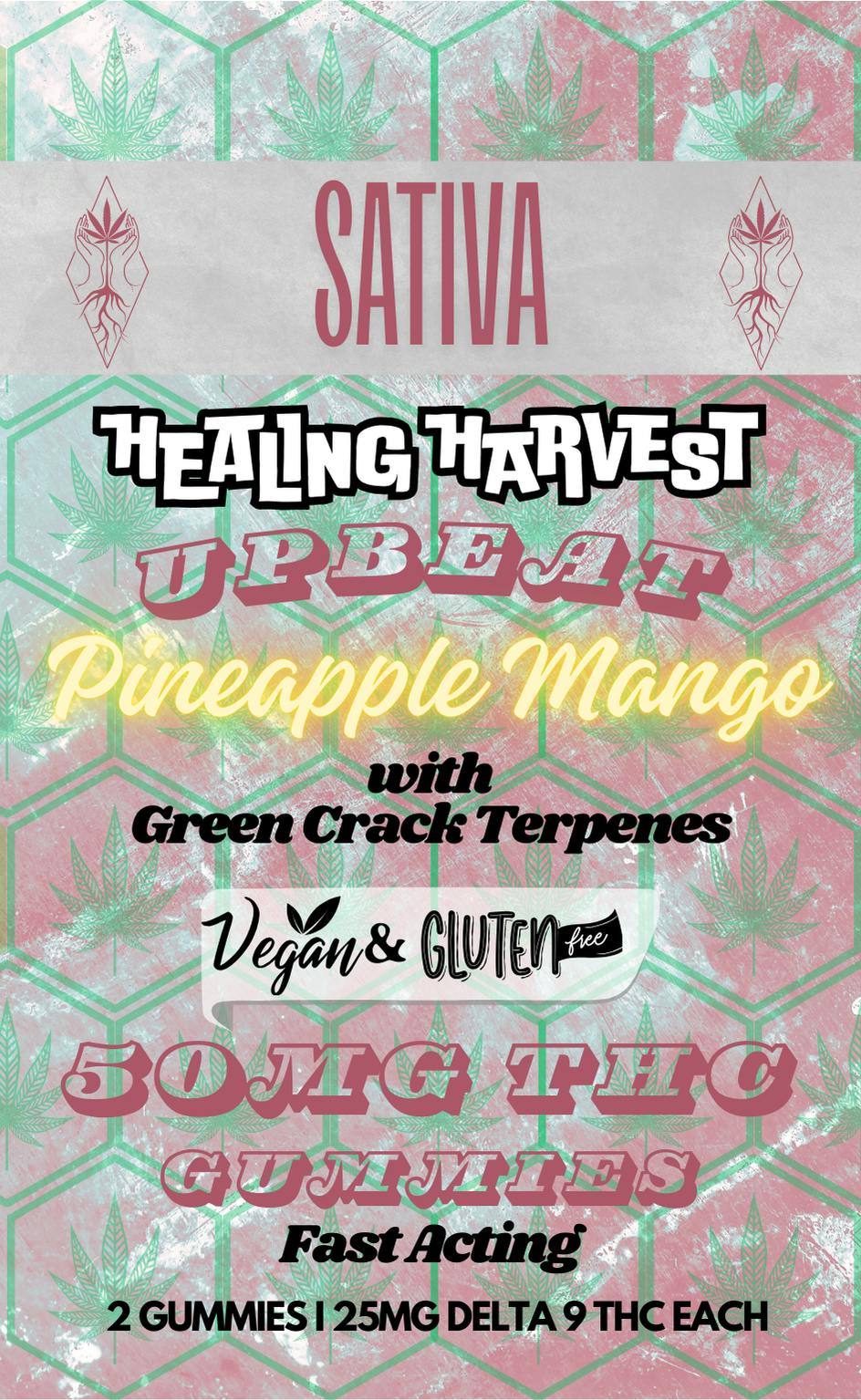 Sativa 25mg THC Pineapple Mango Gummy Wheel w/ Green Crack Terpenes - 2 Pack - Healing Harvest at Healing Harvest Dispensary