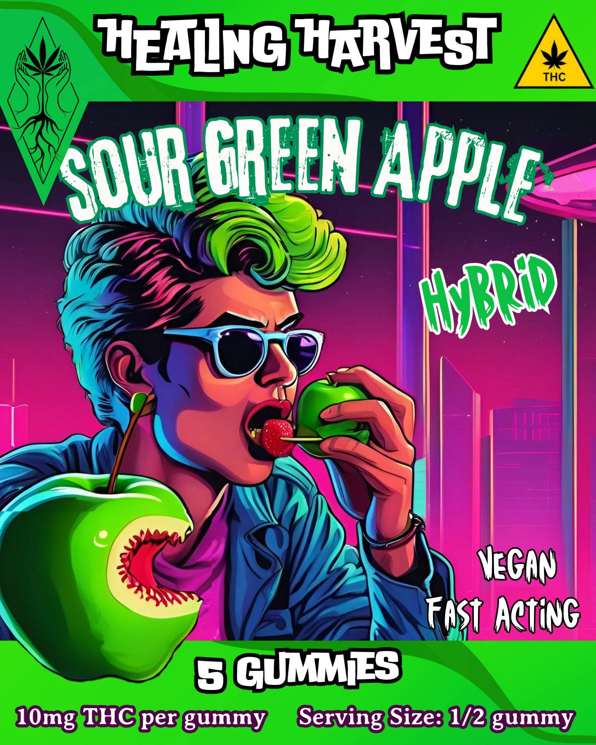 Sour Green Apple 10mg Hybrid Nano THC Gummies - 5 Pack - Healing Harvest at Healing Harvest Dispensary