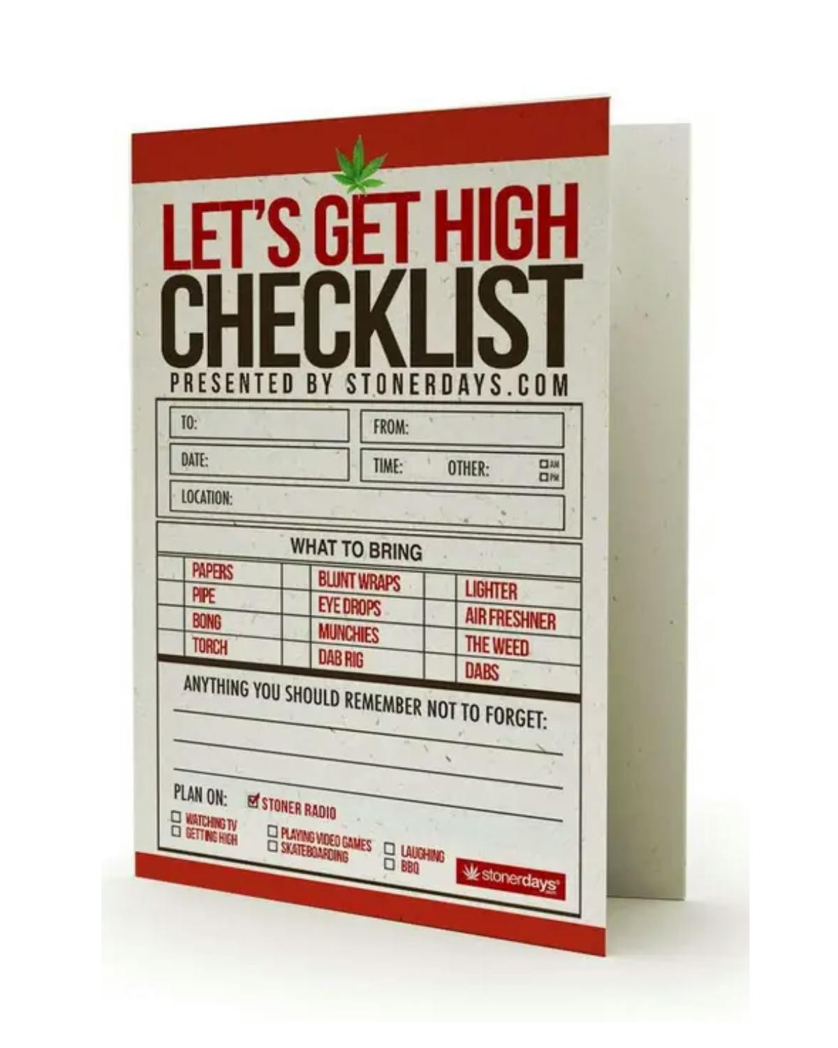 Let's Get High Check List Greeting Card at Healing Harvest Dispensary